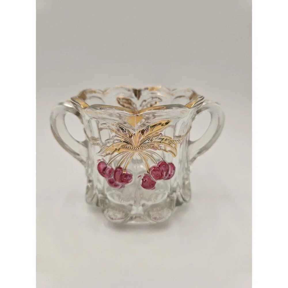 Vintage Northwood Glass Cherry And Cable Open Sugar Bowl Or Spooner‎ 4